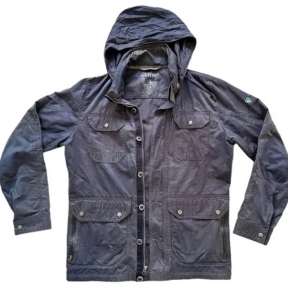 Kuhl Kollusion Jacket Carbon Gray Field Wax Coated Outdoor‎ Hooded Men’s L EUC - Picture 13 of 13